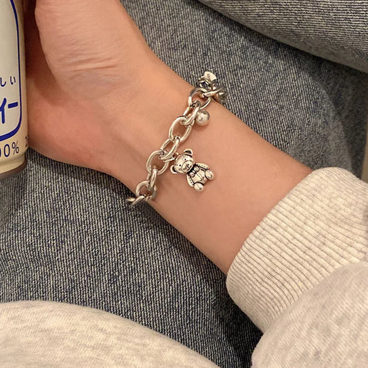 6Pcs/Set Fashion Thick Chain Link Bracelets Set For Women Gold Color Silver Color Metal Snake Chain Twist Bracelet Punk Jewelry