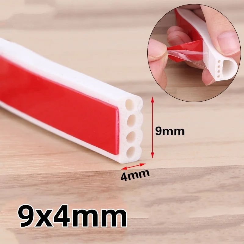 6m Silicone Door and Window Self-adhesive Sealing Soundproofing Strip Door Window Insulation Anti-collision and Windproof Strip