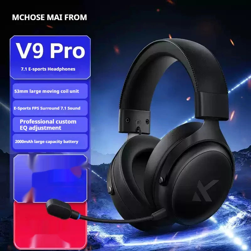 Fon Kepala Permainan MCHOSE V9 Pro Tri-mod Esukan Fon Telinga Fon Telinga Muzik Resolusi Tinggi Pengurangan Bunyi Aktif Tahan Lama Set Alat dengar Tersuai