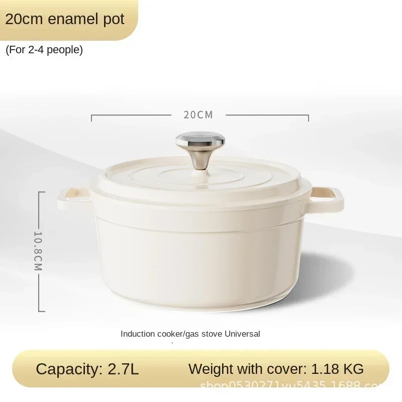 Ketuhar Belanda Aluminium Tuang Berenamel Dengan Penutup Kuali Nonstick 4.7L untuk Pembakaran Roti Salutan Enamel Pinggan Kaserol Untuk Semua Sumber Haba