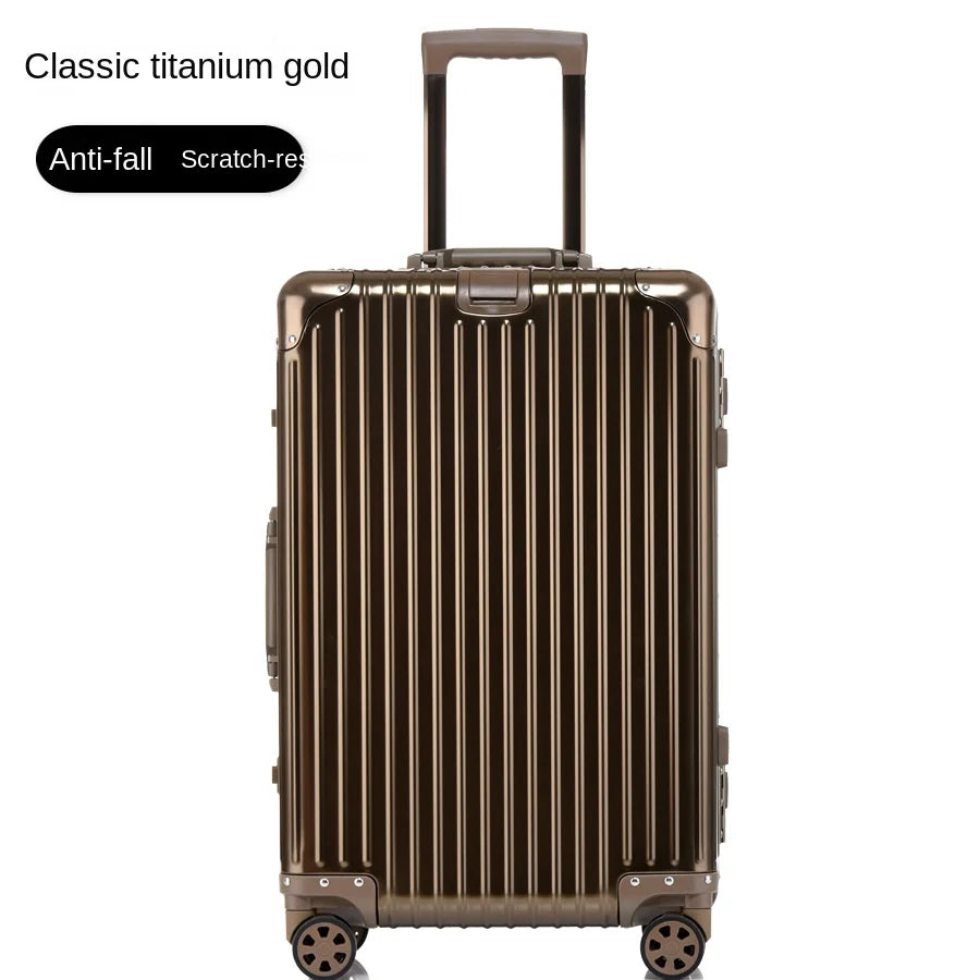 Beg Beg 100% Logam Aluminium Kata Laluan Troli Bagasi Beg Perjalanan Kabin Bawa Beg Beg Perjalanan 20/24/28/32 Inci Beg Beg
