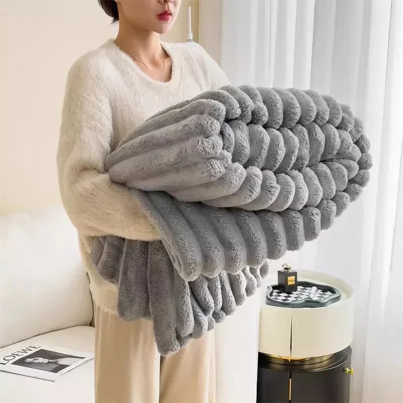 Soft Blanket Winter Warm Bedspread on The Bed Office Thicken Blankets INS Solid Color Sofa Cover Plaid Bedroom Decoration 담요