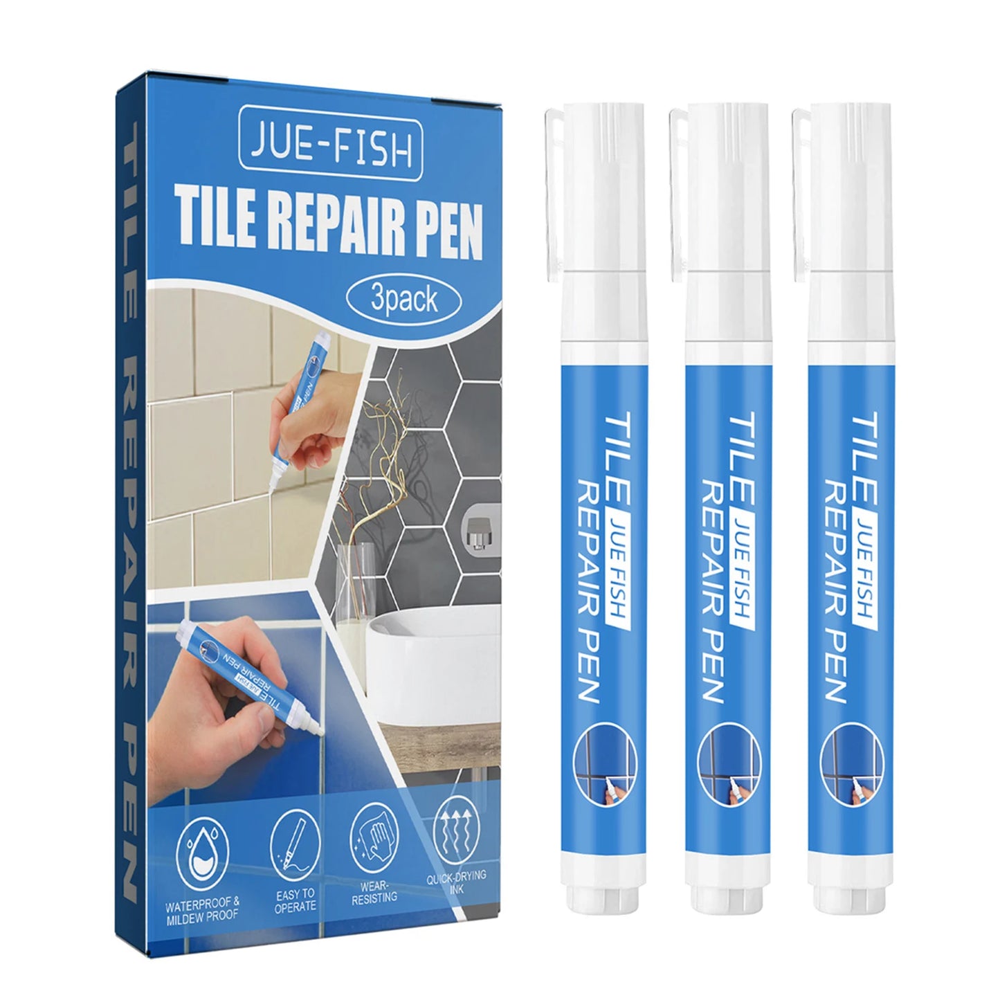 Pen Tile 3pcs/set Jubin Rumah Dan Sealant Gel Pemutih Noda Getah Kalis Air Sapukan Pada Dempul Silikon Untuk Bilik Mandi