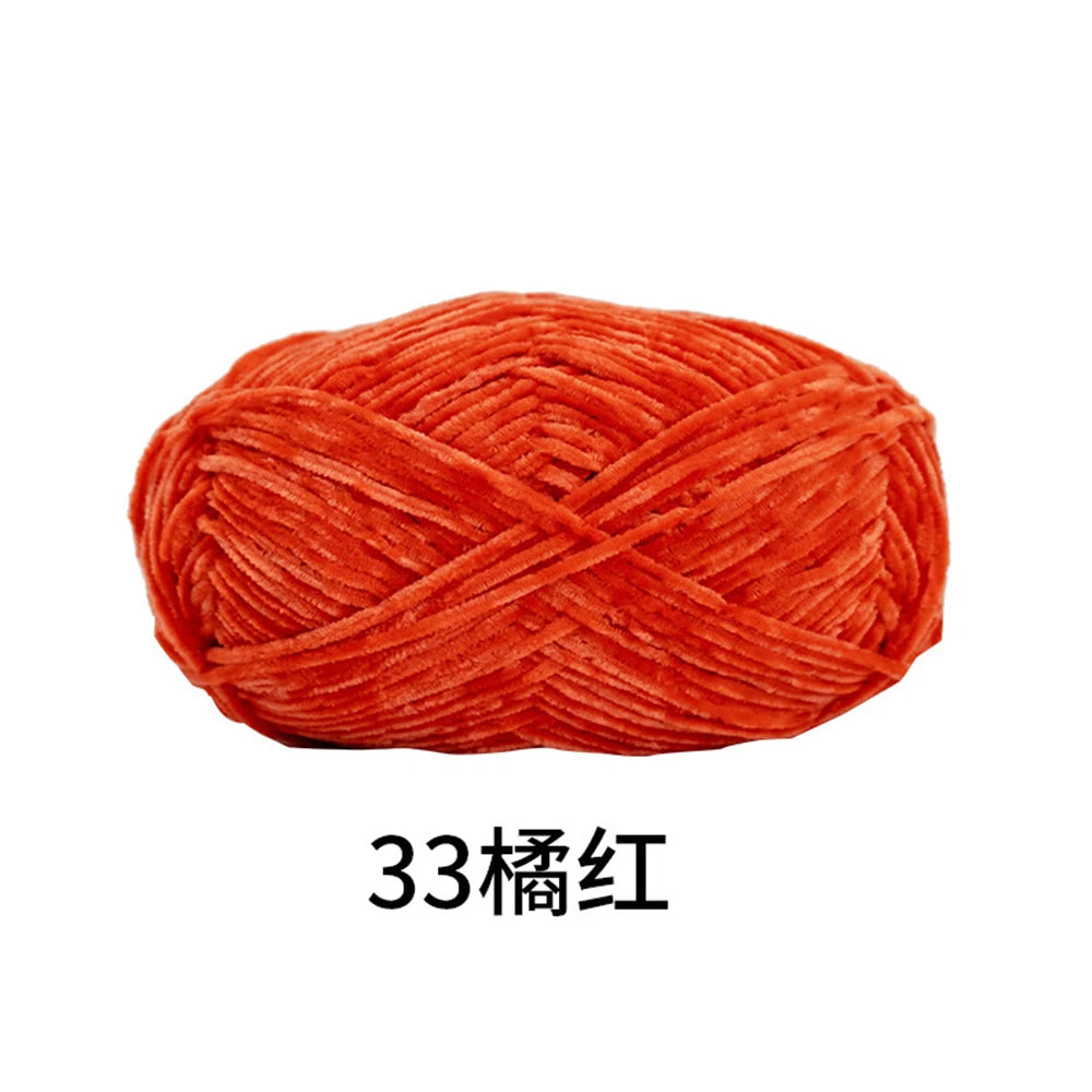40g/roll 2mm Lustre Chenille Yarn DIY Hand Crochet Dolls Shoes Materials For Hand Knitting Thin Pleuche Wool Rope