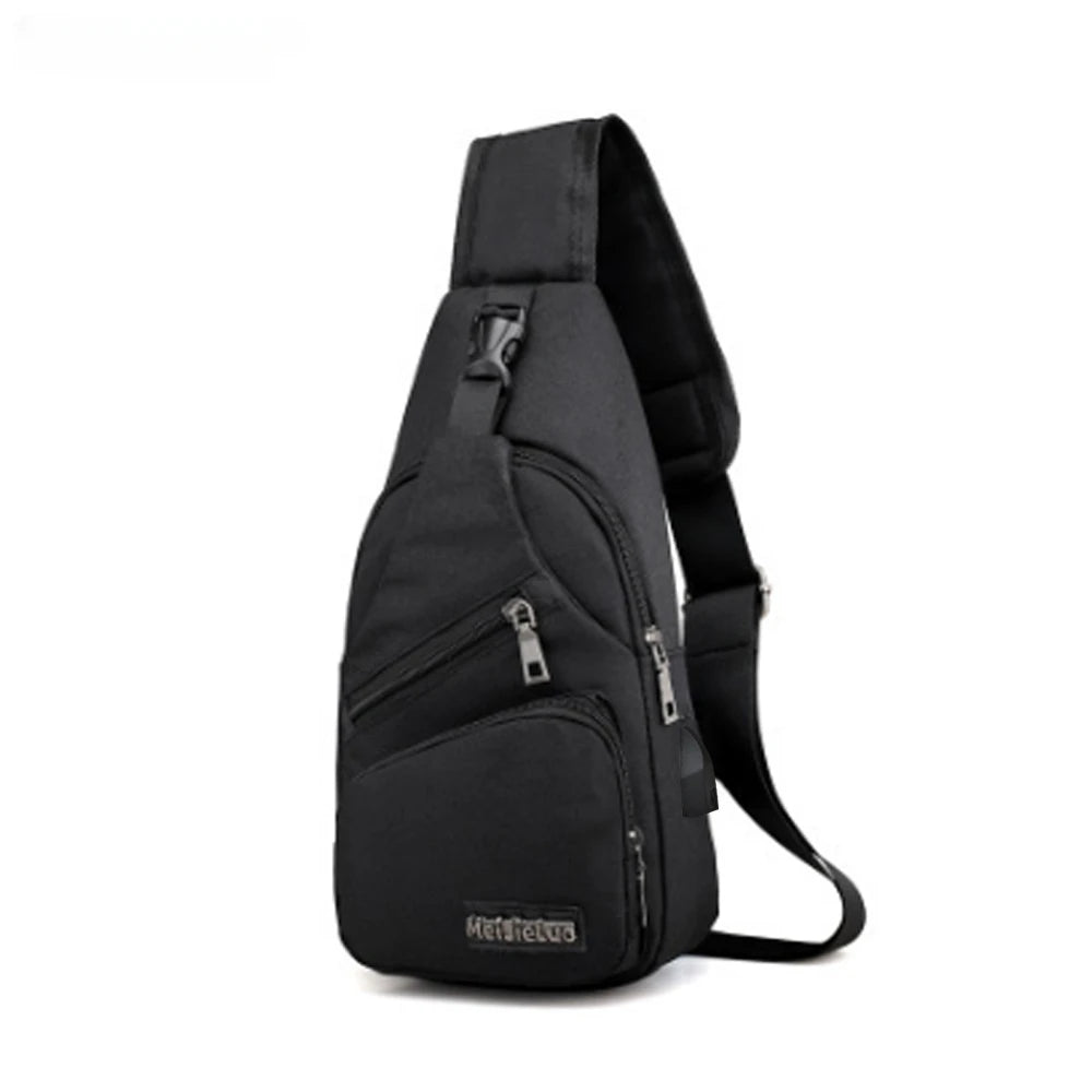USB Charging Sling Bag For Men Casual Chest Bag Shoulder Crossbody Bag Male Anti Theft Multifunction Bags Man Sports Travel Pack