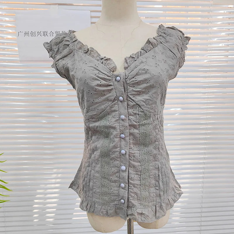 Kemeja-T Grunge Cetak Gothic Bahu Luar Wanita Y2K Vintage Pakaian Atasan Jalanan Korea Potongan Atas Musim Gugur Y2K