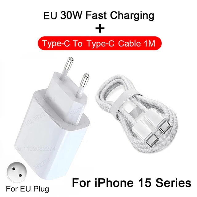 PD 30W Fast Charger For Apple iPhone 14 11 12 13 15 Pro Max Fast Charging Cable For iPhone 15 14 Plus Charger Phone Accessories