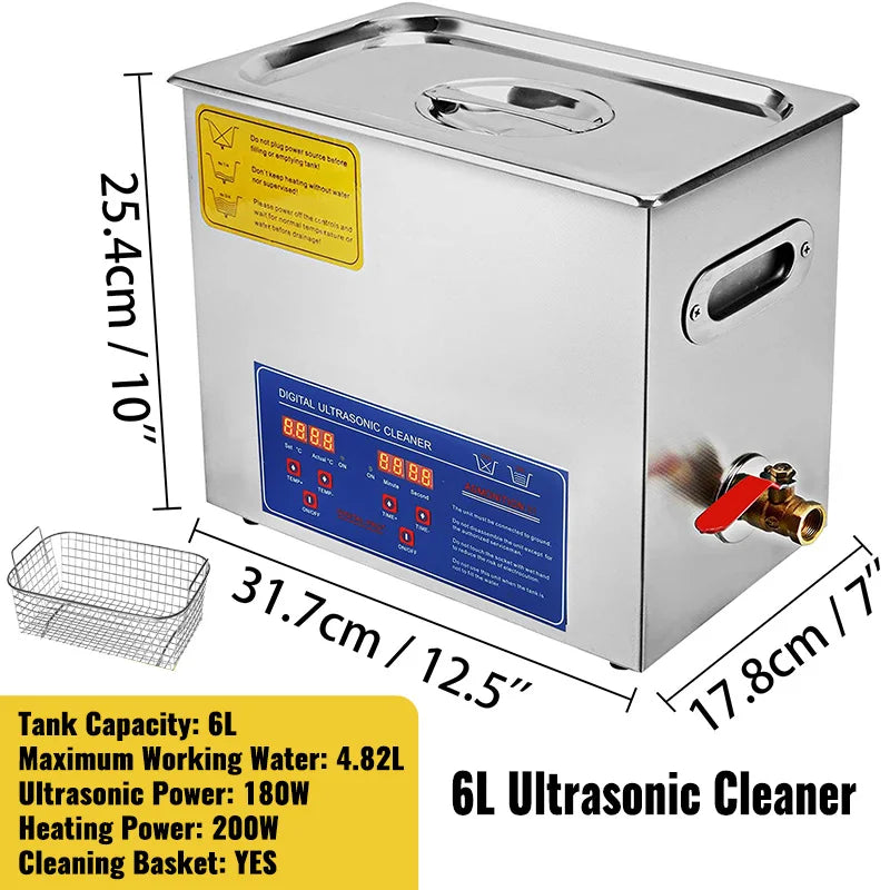 VEVOR 1.3L 2L 3L 6L 10L 15L 22L 30L Pembersih Ultrasonik Lave-Pinggan Pinggan Mudah Alih Mesin Basuh Pencuci Pecah Ultrasound Peralatan Rumah