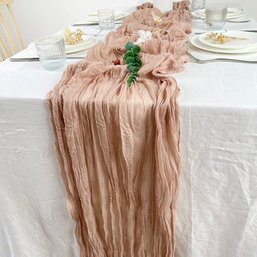 Cheesecloth Table Runner Wedding Vintage Gauze Dusty Rose Table Decor Setting Dining Party Christmas Banquets Arches Cake Decor