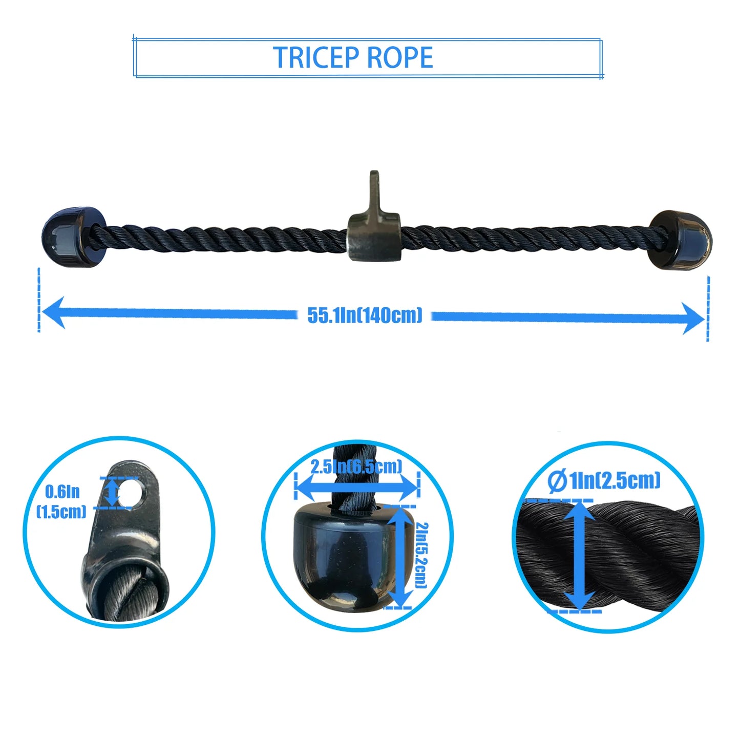 1pc Long Tricep Rope, Pull Down Machine Attachment 120/150/180cmLength For Strength Training Muscle Exercise