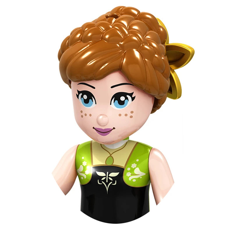 Model Batu Bata Mini Puteri Anime Gadis Cantik Angka Aksesori Kepala Blok Bangunan Salji Mainan Aksi Rakan untuk Kanak-kanak
