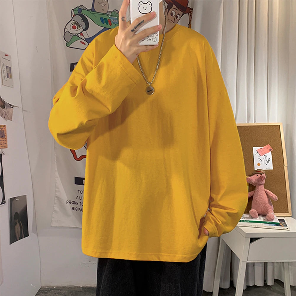 100% Cotton 2024 Spring New Long sleeve T-Shirt Women Basic Tee Shirt Oversize T Shirt Women Casual O-neck Women Tshirt US size