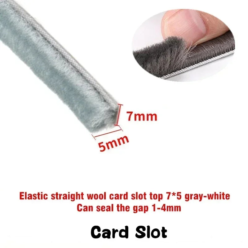10M Sealing Brush Strip Aluminium Alloy Door Window Soundproof Weather Stripping Seal for Dustproof Groove Gap Filler Blocker