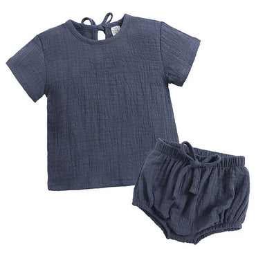 2024 Soft Cotton Linen Baby Boys Suit Casual Children Tee Tops Hot Shorts 2PCS Kid Girls Clothes Set Toddler Girl Clothing