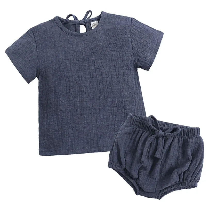 2024 Soft Cotton Linen Baby Boys Suit Casual Children Tee Tops Hot Shorts 2PCS Kid Girls Clothes Set Toddler Girl Clothing