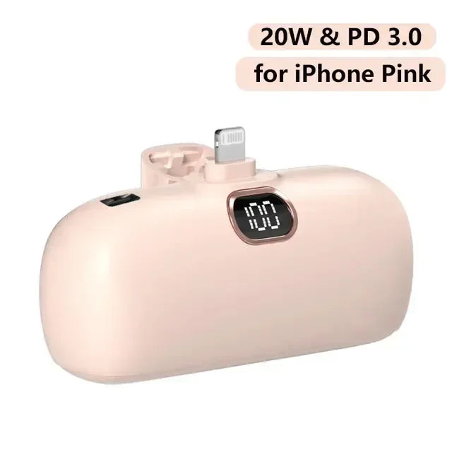 Bank Kuasa Mini 5000mAh Power Bank QC PD Pengecasan Pantas untuk iPhone 15 14 13 Bateri Kuasa Mudah Alih Kecemasan Luaran Untuk Xiaomi