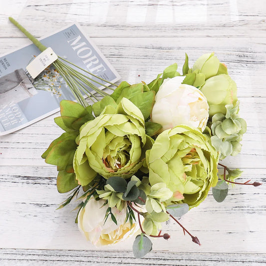 Sejambak Bunga Tiruan Tenvity 13 Kepala Bunga Sutera Peony Gaya Eropah Bunga Plastik Berkualiti Tinggi Aksesori Daisy Palsu