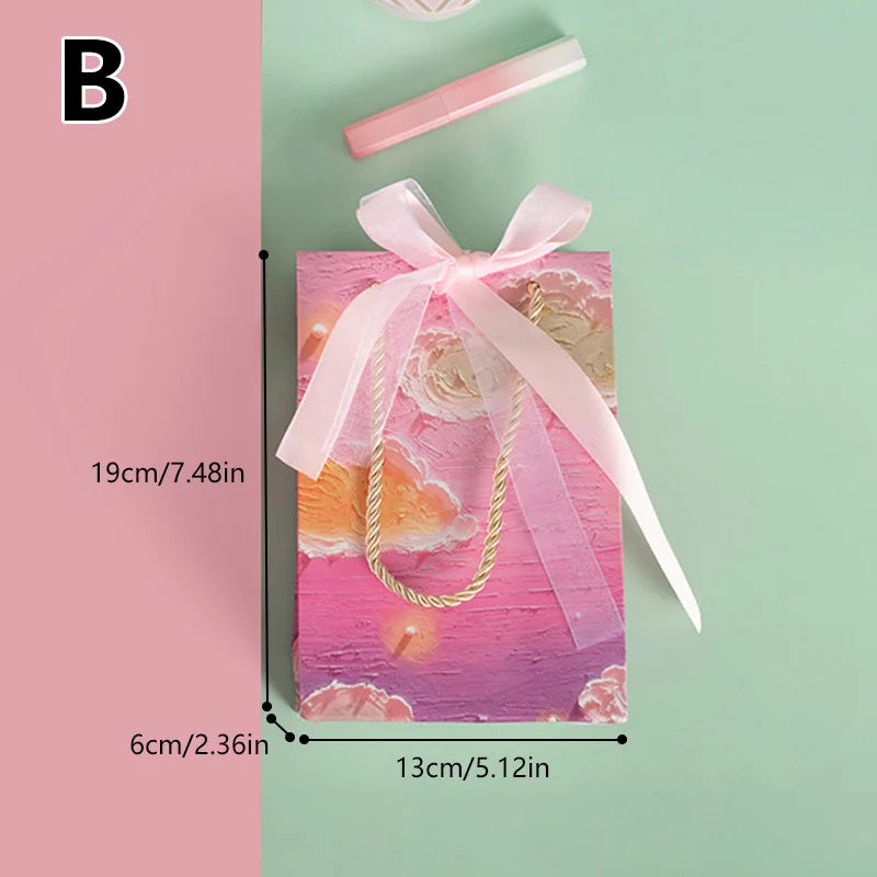 Flower Gift Pakcaging Bag 3D Cloud Oil Painting Paper Bag Valentine's Day Birthday Wedding Party Favor Bag Clothes Store Handbag