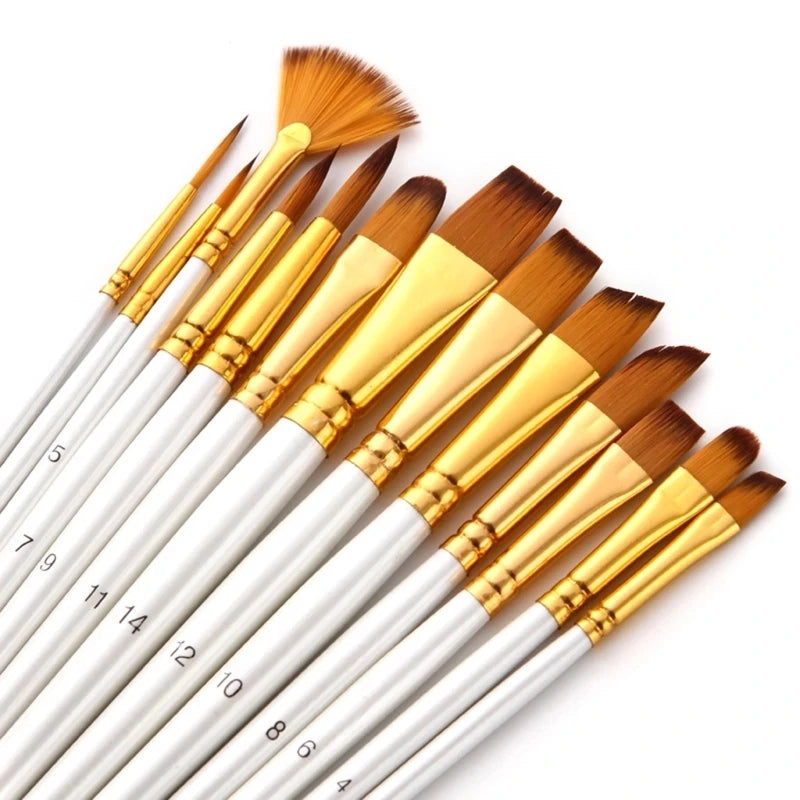 Set Berus Lukisan 13Pcs Berus Lukisan Artis untuk Cat Air Akrilik Minyak Gouache Cat Bekalan Artis Profesional