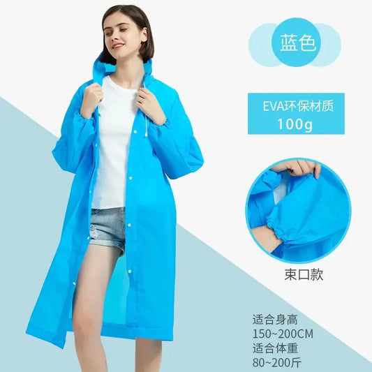 Adult Child Thickened Raincoat Women and Men Rain Coat Transparent Rainwear Conjoined Long Travel Hiking Plastic Rain Coat