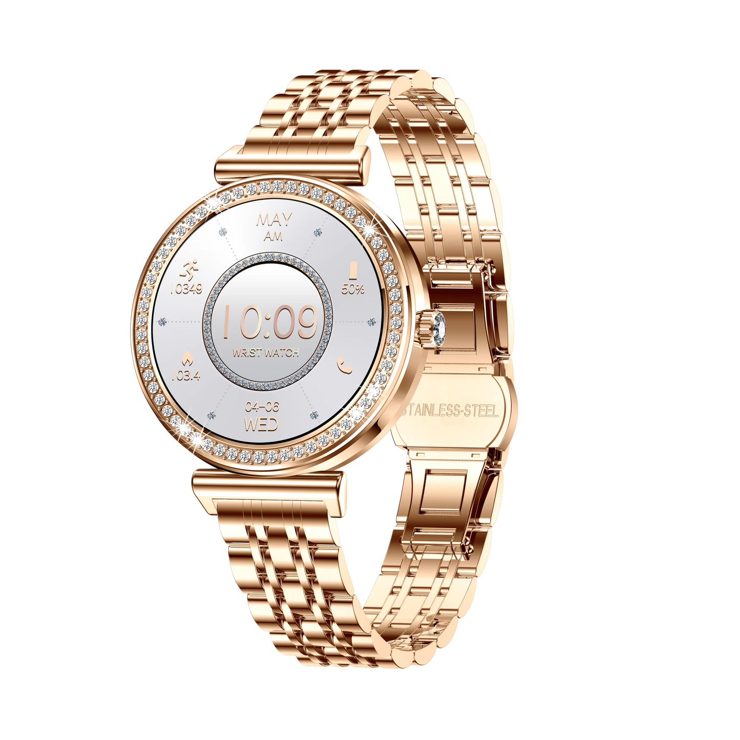 LEMDIOE Jam Tangan Pintar Wanita Rose Gold Panggilan Bluetooth 120+ Mod Sukan Kecergasan Jam Tangan Pintar Wanita DIY Muka IP68