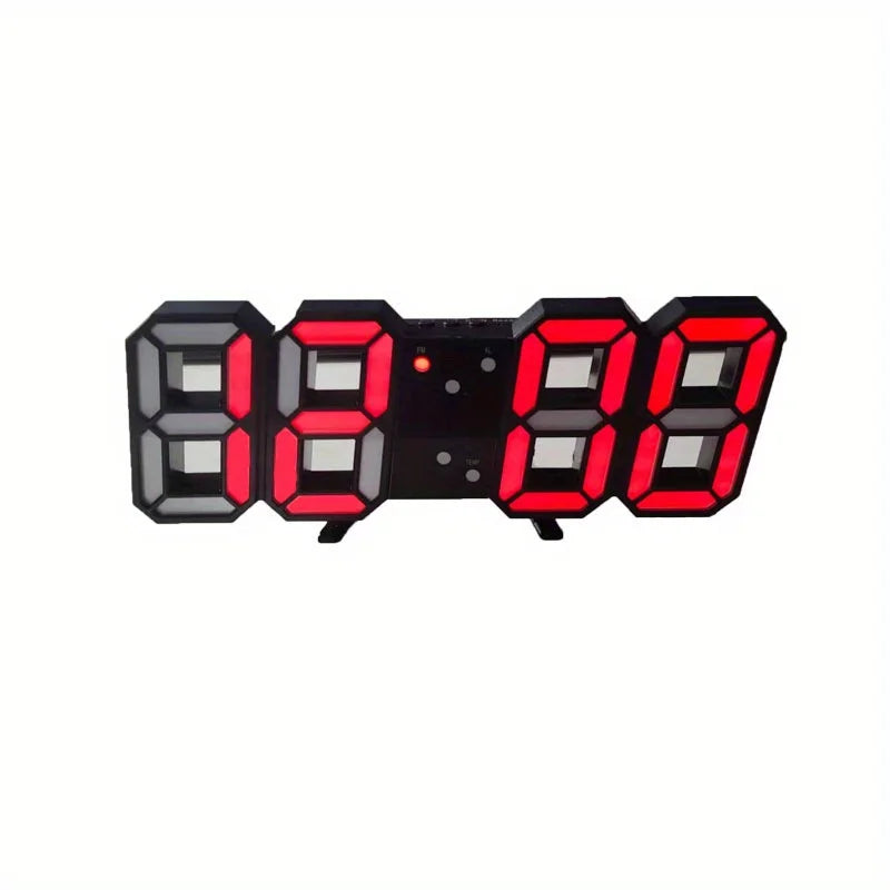 Jam Dinding Digital LED Penggera Tarikh Suhu Lampu Latar Automatik Meja Desktop Hiasan Rumah Stand gantung Jam Tiada Bateri