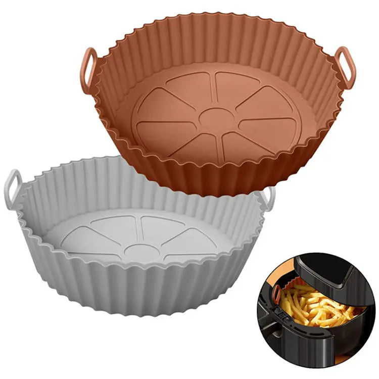 Aksesori Pelapik Pan Penggoreng Udara Boleh Guna Semula Bulat Penggoreng Udara Silikon Dulang Pembakar Ketuhar Piza Ayam Goreng Airfryer Bakul Silikon