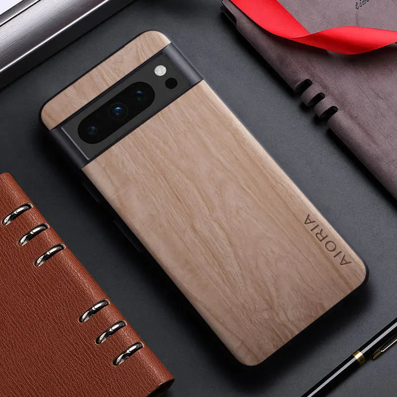 Sarung untuk Google Pixel 8 7 6 5 Pro 8A 7A 6A 5A 4A corak kayu buluh Penutup belakang kulit untuk google pixel 8 7 pro 7a capa sarung