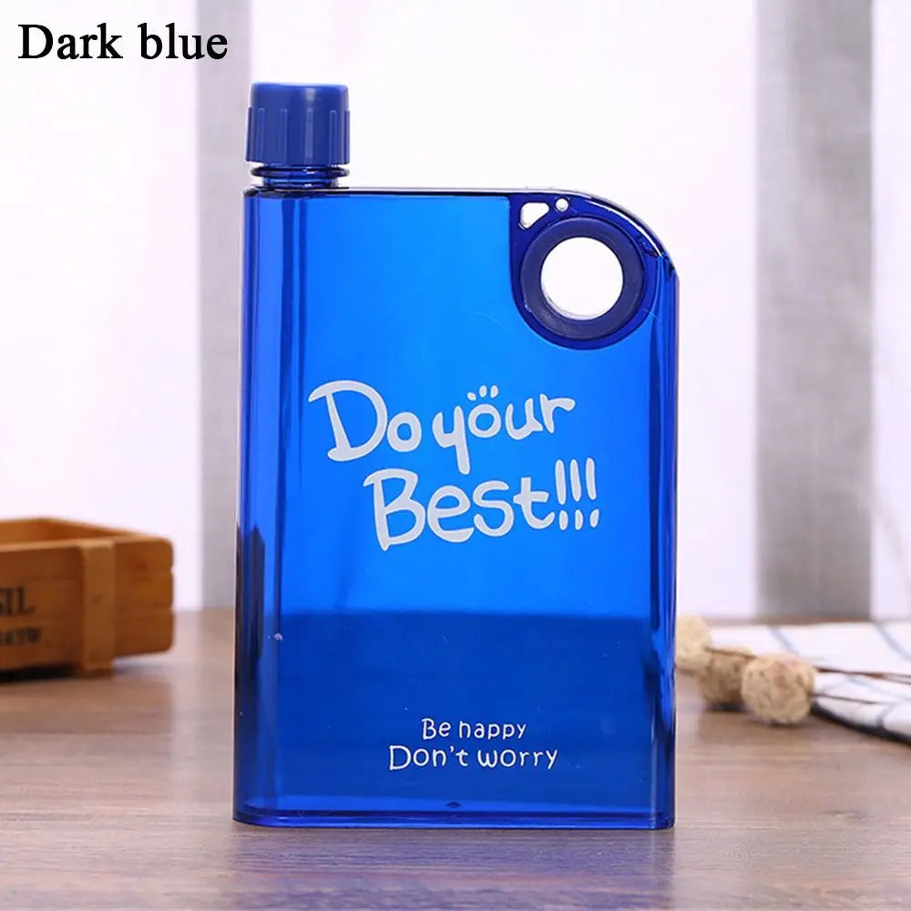 380ML Transparent Flat Water Bottle Plastic Travel Bicycle Drinking Juice Cup Reusable Portable Bottles BPA Free Sport Bottle