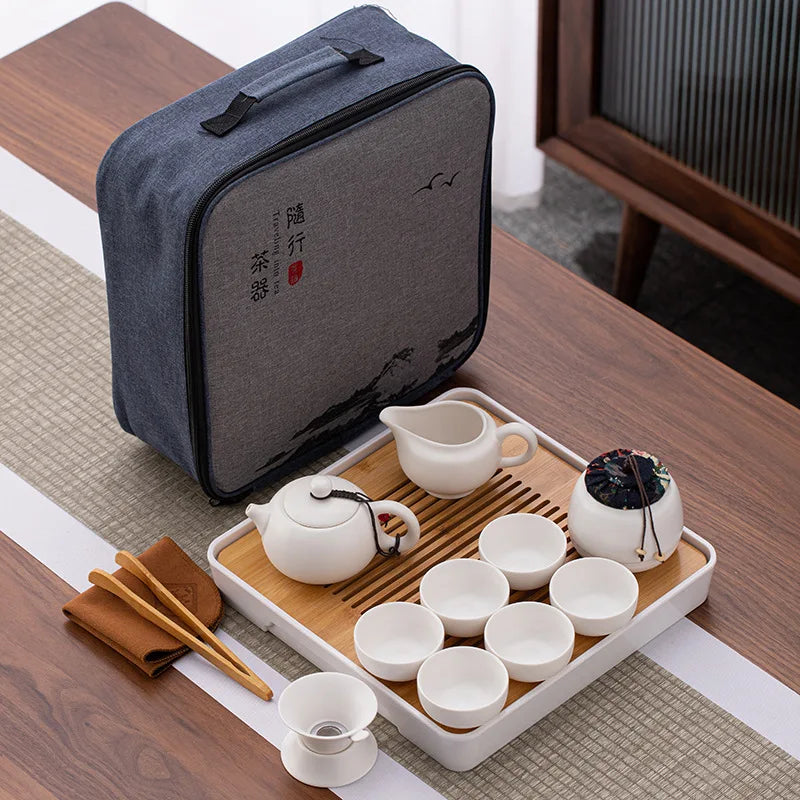 Tea Set Purple Clay Portable Teapot Set Outdoor Travel Gaiwan Tea Cups of Tea Ceremony Teacup Fine Gift Organizer