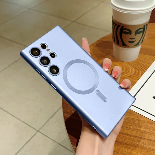 Luxury Wireless Charging Soft Silicone For Magsafe Case For Samsung Galaxy S22 S21 S23 S24 Ultra Plus Fe Matte Shockproof Cover