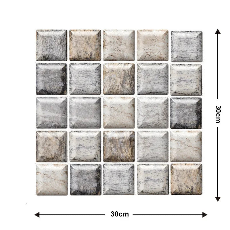 10 Keping Pelekat Dinding Pelekat Diri 3D 30x30cm Kertas Dinding PVC Kalis Air Mural Seni Dinding Boleh Alih untuk Hiasan Ruang Tamu Rumah DIY
