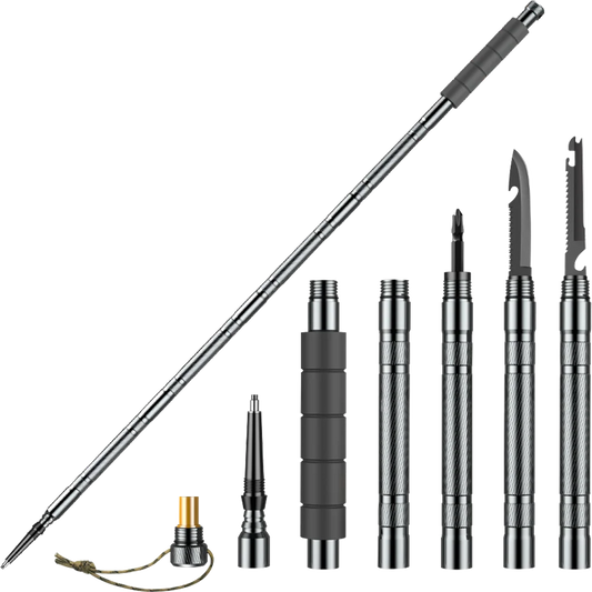 Multifunction Trekking Poles Mountaineering Collapsible Telescopic Sticks Lightweight Walking Hiking Stick Climbing Stick