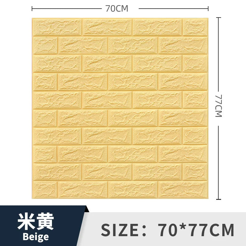 3/5MM 3D Wall Sticker Panel Foam Home Decoration DIY Wallpaper Living Room Bathroom Tv Background Self Adhesive Panels 70*77cm