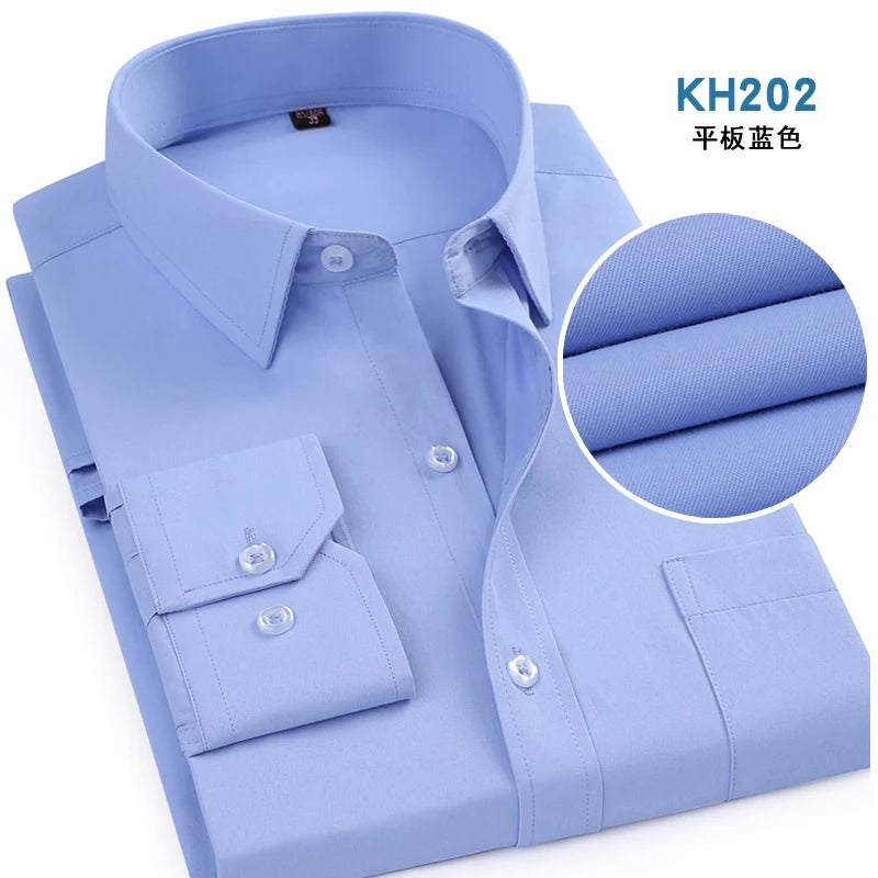 7 Pure Color Office Formal Business Social Work Classic Shirt Longsleeve Shirt for Men Casual Men's White Dress Shirt Black 5618