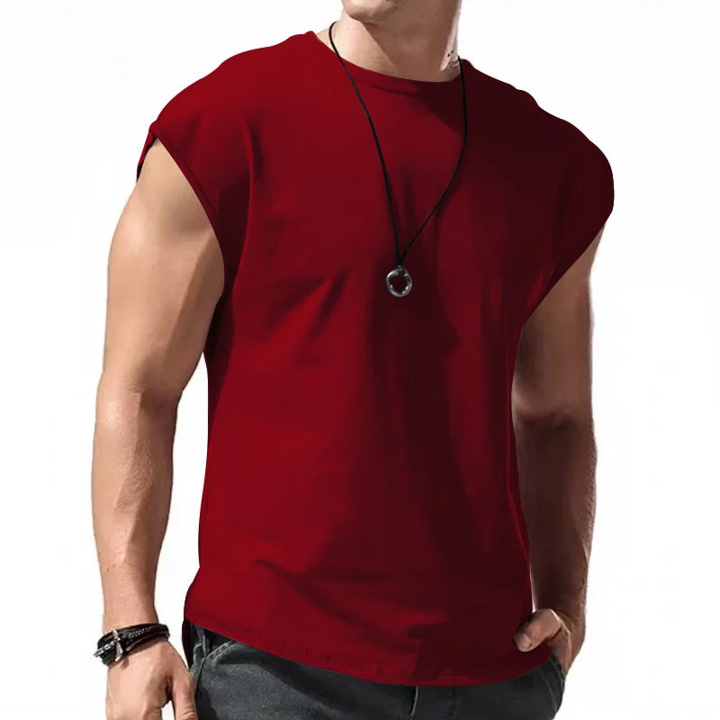 2023 Independent Station Cross border Men's Wear New Sleeveless T-shirt Men's Summer Leisure Sports Loose fitting Men's Short Sl