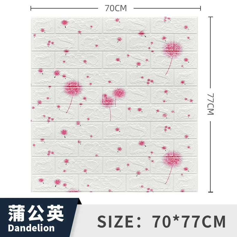 3/5MM 3D Wall Sticker Panel Foam Home Decoration DIY Wallpaper Living Room Bathroom Tv Background Self Adhesive Panels 70*77cm