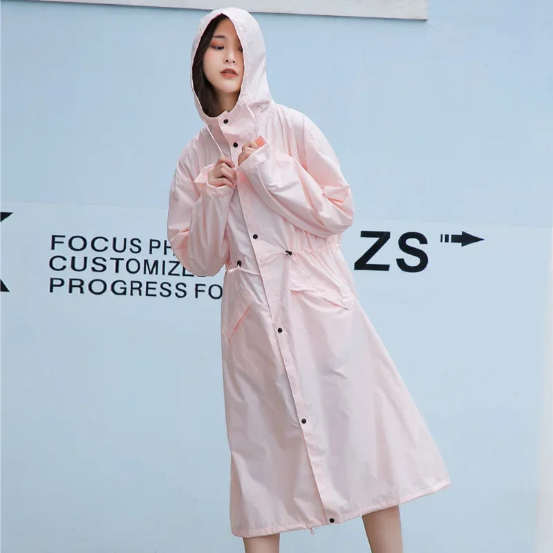 Ponco Badan Ringan Kalis Air untuk Baju Hujan Dewasa Panjang untuk Hiking, Windbreaker untuk Lelaki dan Wanita Versi Jepun dan Korea