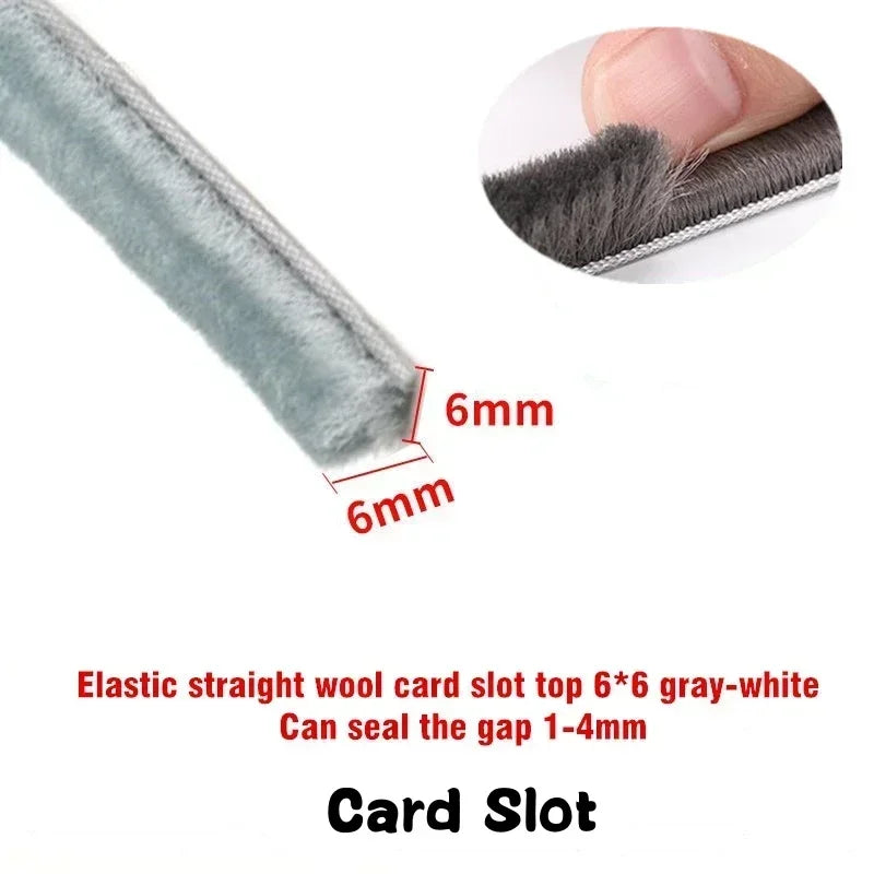 10M Sealing Brush Strip Aluminium Alloy Door Window Soundproof Weather Stripping Seal for Dustproof Groove Gap Filler Blocker
