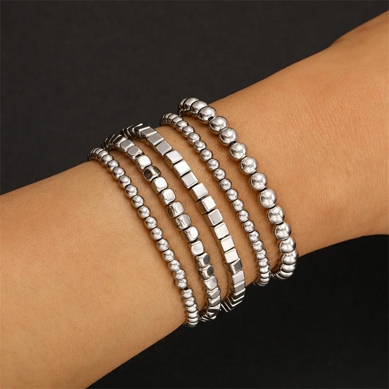 6Pcs/Set Fashion Thick Chain Link Bracelets Set For Women Gold Color Silver Color Metal Snake Chain Twist Bracelet Punk Jewelry