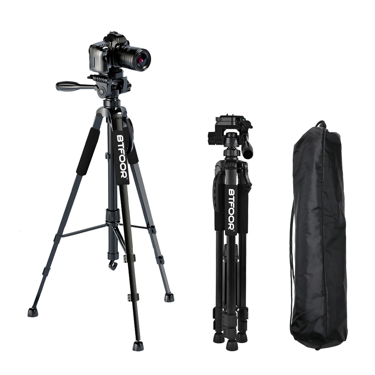 Perjalanan Telefon Self Tripod Aluminium Tinggi 55” 140CM Stand Dengan Plat Pantas Lekapkan Kepala Kuali Untuk Kamera Digital SLR DSLR Canon Nikon