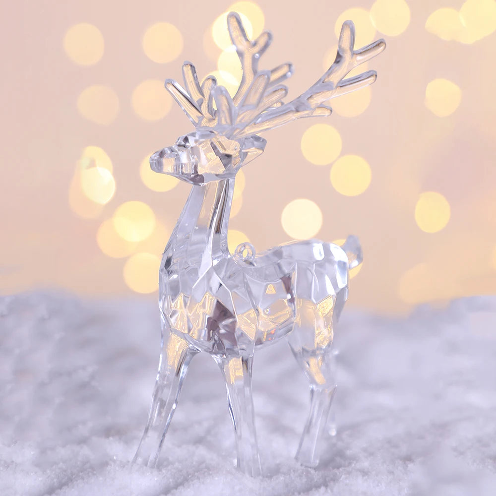 Patung Rusa Kristal Plastik Hiasan Bilik Hiasan Desktop Hiasan Bilik Rusa Lutsinar Hiasan Pejabat Rumah Krismas