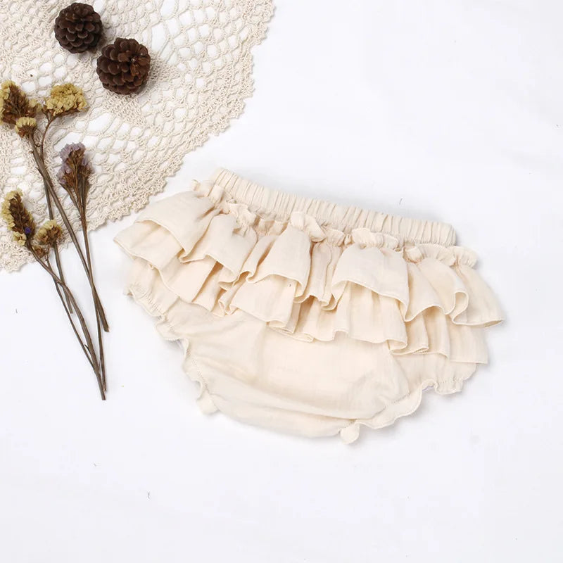 Double Layers Baby Girls Tutu Skirt Shorts Summer Cozy Muslim Cotton Baby Bloomers Toddler Short Pants Children Pettiskirt 0-3y