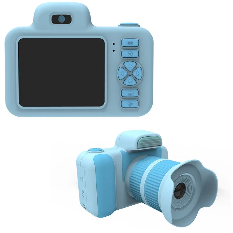 Zoom Lensa Panjang Mainan Kamera Digital Kanak-kanak Kamera Video Foto 1080P Flash Skrin 2.0 inci Hadiah Pesta Ulang Tahun Kamera Kanak-kanak Mini
