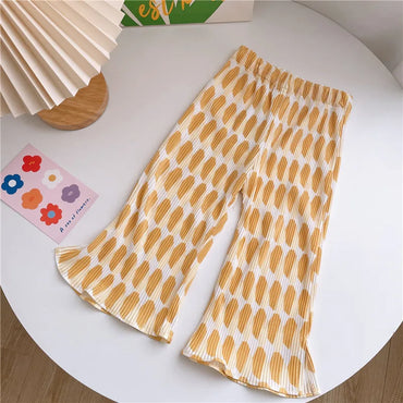 New Girls Summer Loose Anti-Mosquito Trousers Toddler Anti-Mosquito Trousers Printed Straight Trousers Children's Trousers