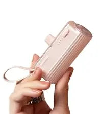 SHARGE Flow Mini Power Bank Penyambung Kilat USB-C terbina dalam yang boleh diganti 5000mAh Pengecas Mudah Alih untuk iPhone 15 Pro Samsung