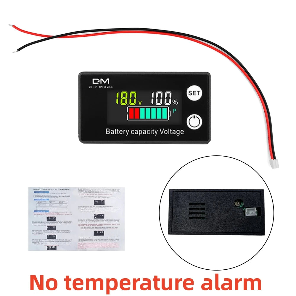 6133A DC Battery Voltmeter 8V-100V Capacity Indicator Power Meter Lithium LiFePO4 lead-acid cell 12V 24V 48V for LCD Battery