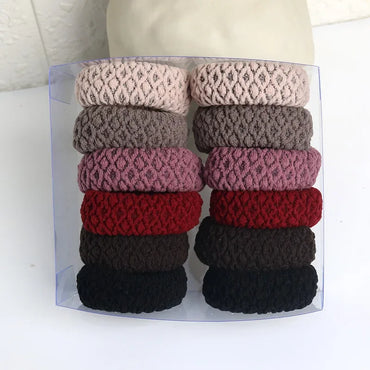 6PCS New Fashion Boutique Simple Thicken Ponytail Holders Rubber Band  Elastic Hair Bands Women Girls Hair Accessories Headwear