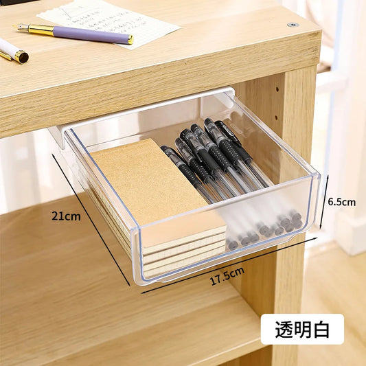 Multifunctional Drawer Type Desktop Under Desk Storage Box Hidden Office Organizer Drawer Boxs Desk Stationery Box Storage Tools