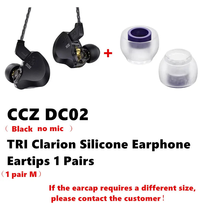 CCZ DC02 Fon Telinga Berwayar HiFi Fon Telinga Dinamik Dalam Telinga Fon Telinga Stereo dengan Kabel Boleh Tanggal, Sesuai untuk Penggemar Pemuzik